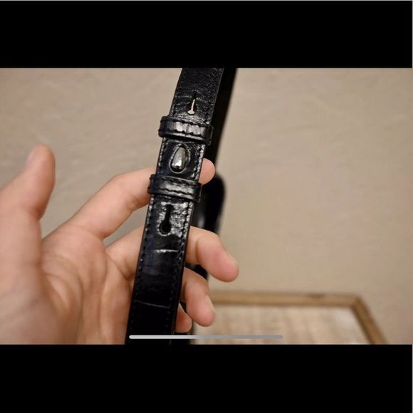 OROTON EMBOSSED CROC HOBO SHOULDER BAG PURSE BLACK - Picture 6 of 12